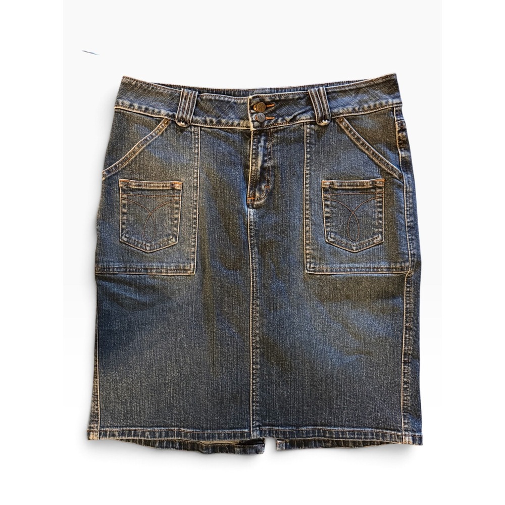 Calvin Klein Jeans Womens Blue Denim Skirt Size 13 Medium Wash Knee Length Y2K